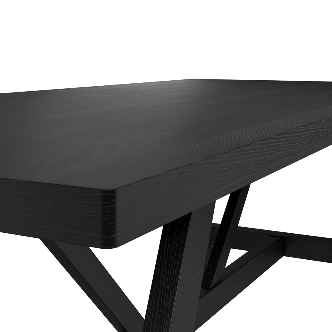 Nantucket Matte Black Wood Rectangle Dining Table | 8 Seater